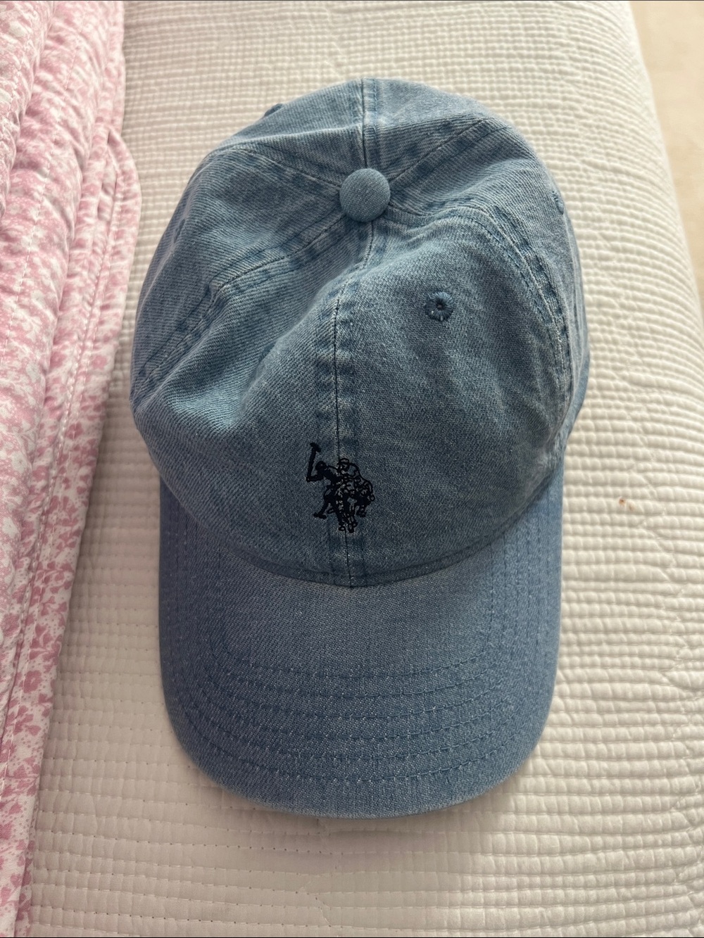 Polo Light Blue Denim Baseball Cap with Embroidered Pony